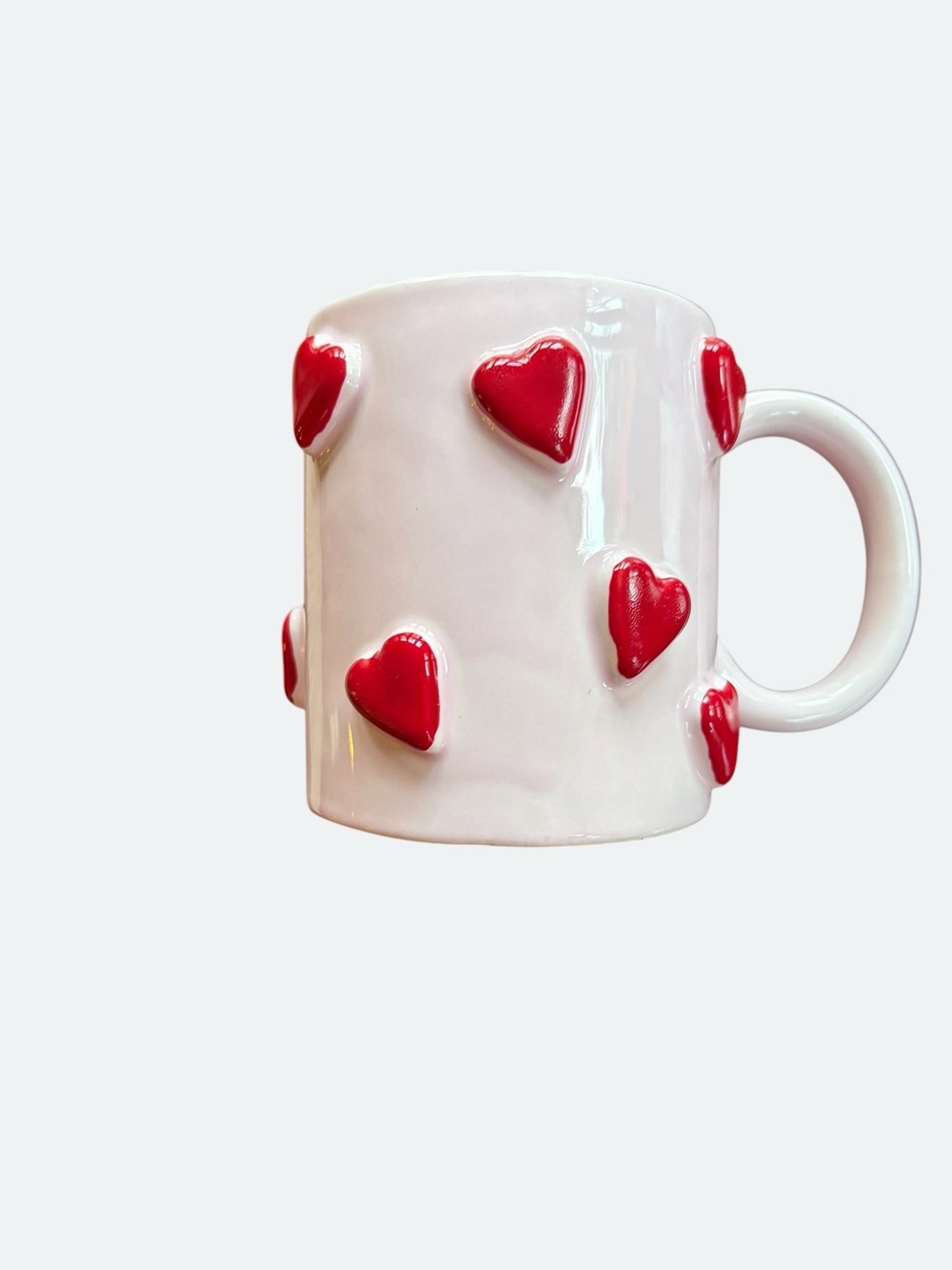 Mud Pie Pink Ceramic Mug with Red Heart Accents - Picture 1 of 3